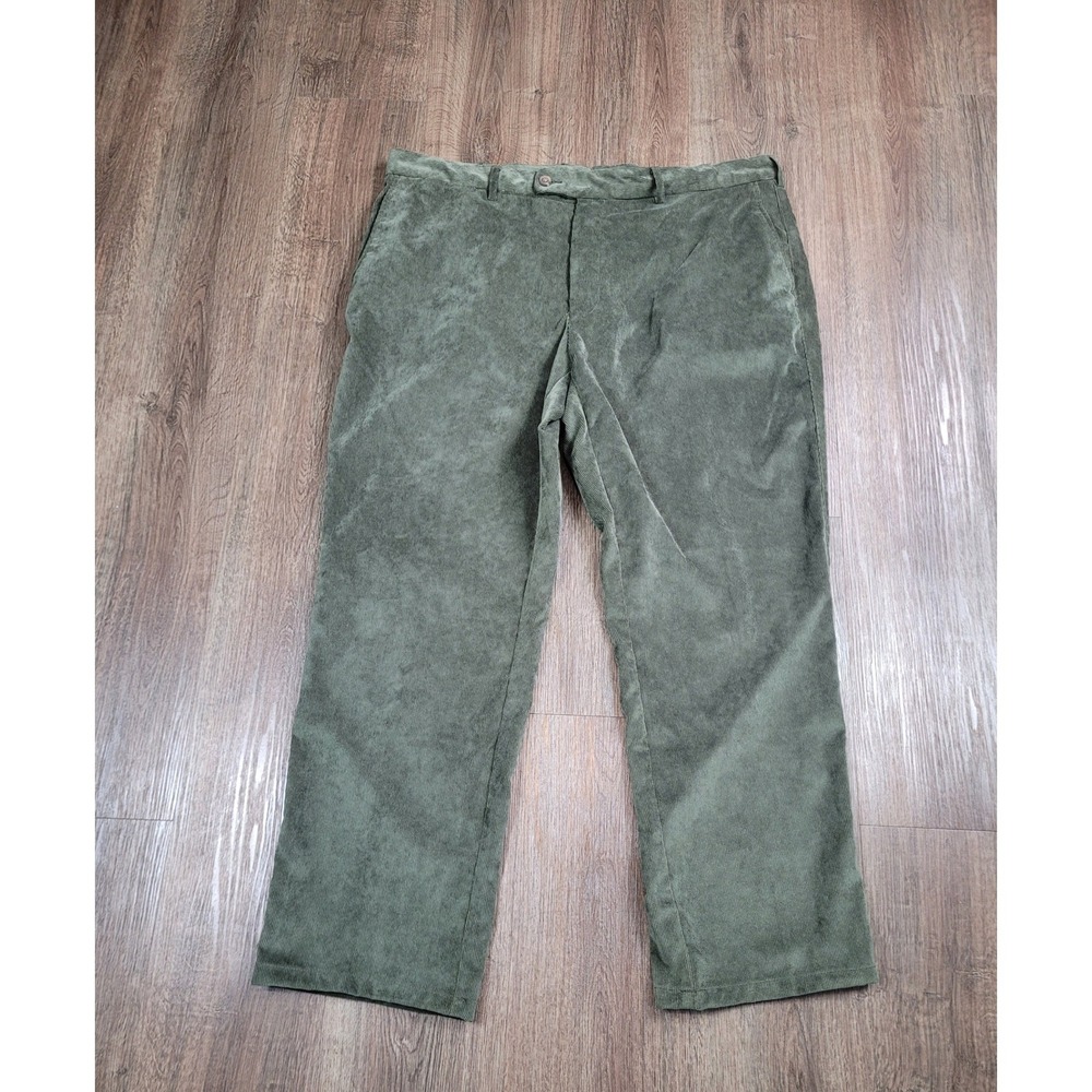 Peter Millar Nanoluxe Corduroy Pants Mens 40 Olive Green Flat Front Straight